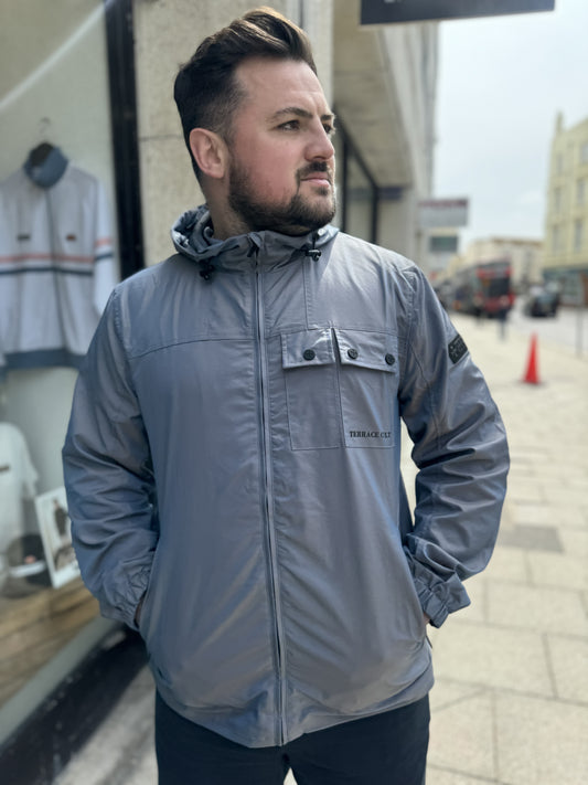 Terrace Cult Malamore Hooded Jacket Silver Grey