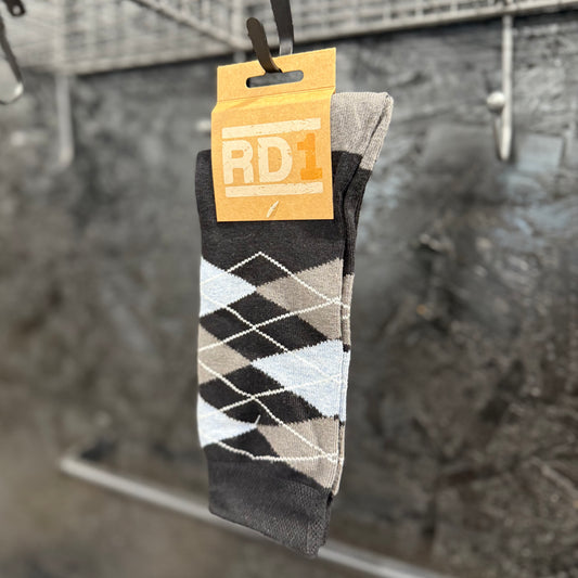 RD1 Argyle Socks Black/Blue/Grey