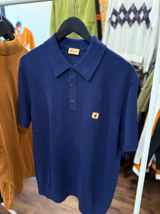 Gabicci Vintage Jackson Short Sleeve Plain Knitted Polo Storm