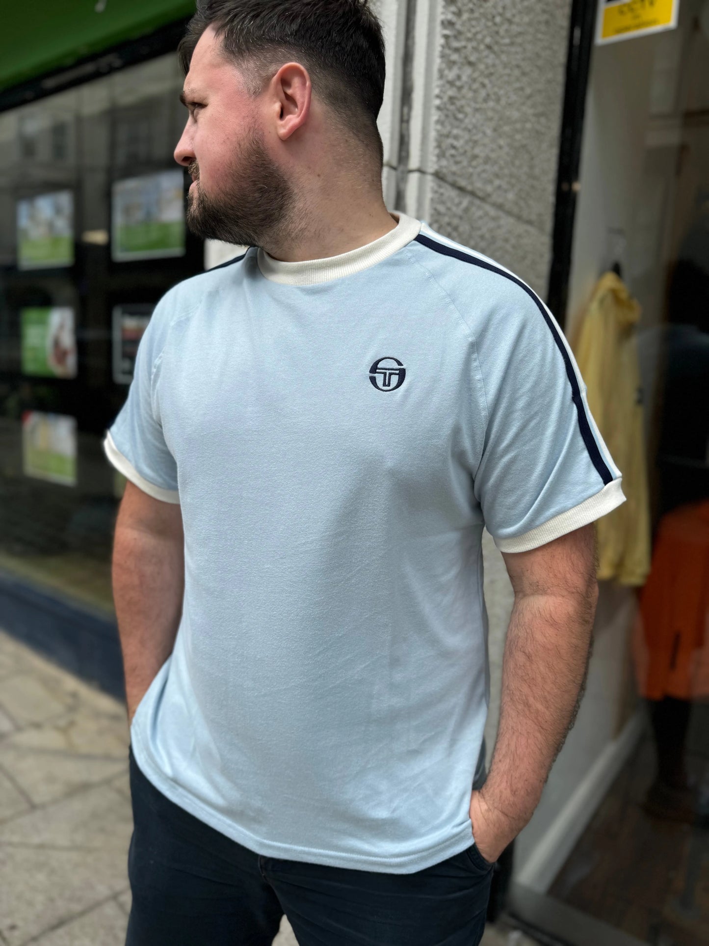 Sergio Tacchini Hadow Ringer T-Shirt In Celestial Blue