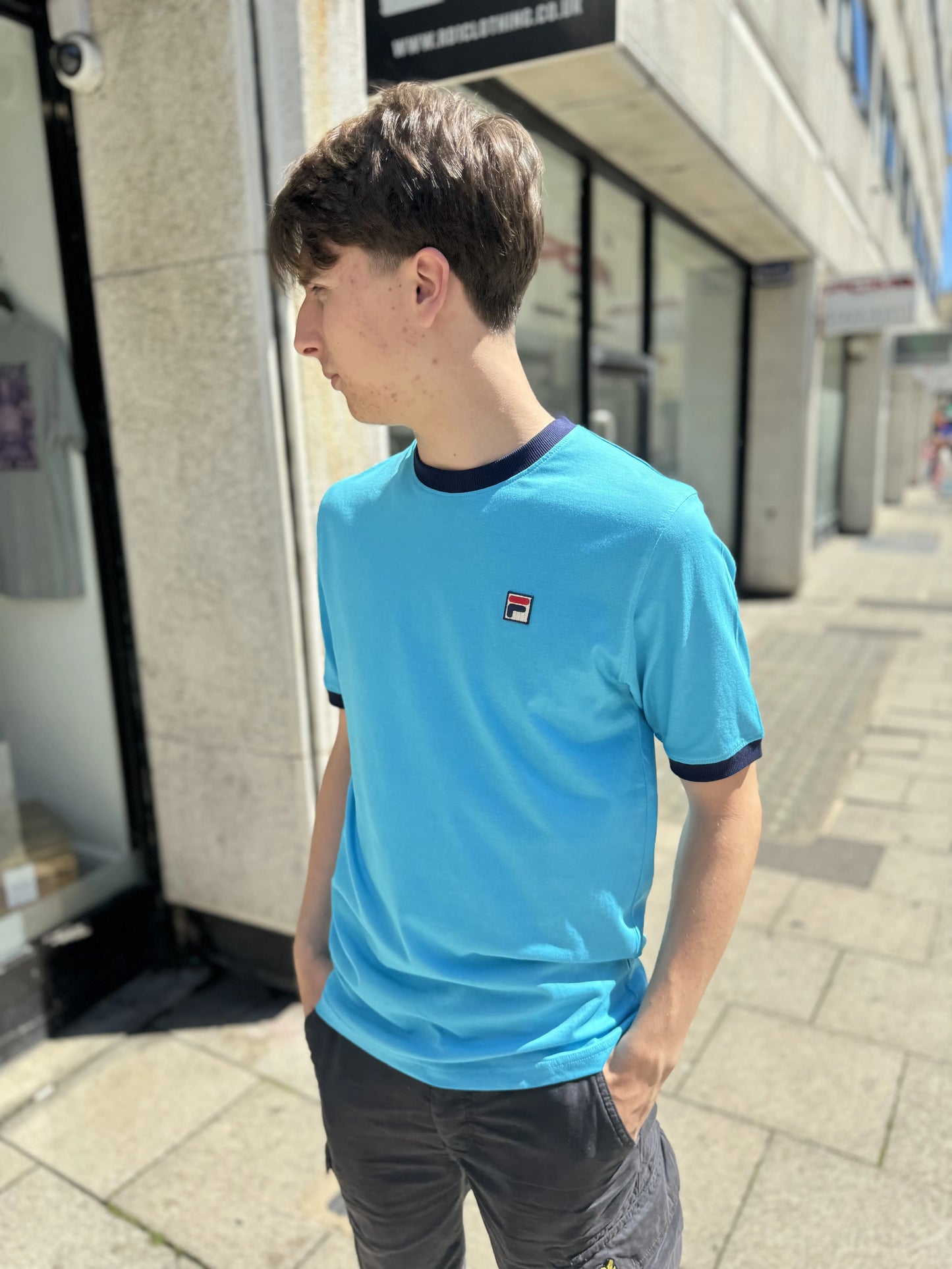 Fila Marconi T-Shirt In Cyan Blue/Fila Navy