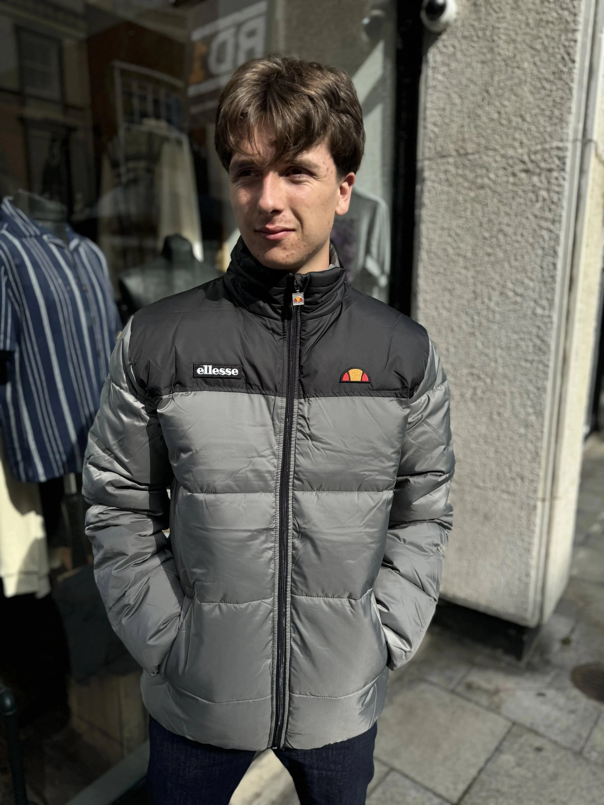 Ellesse Caloroso Padded Jacket In Grey RD1 Clothing