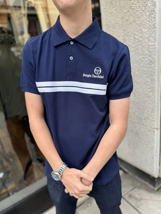 Sergio Tacchini Supermac Polo Shirt Martime Blue/Adrenaline rush