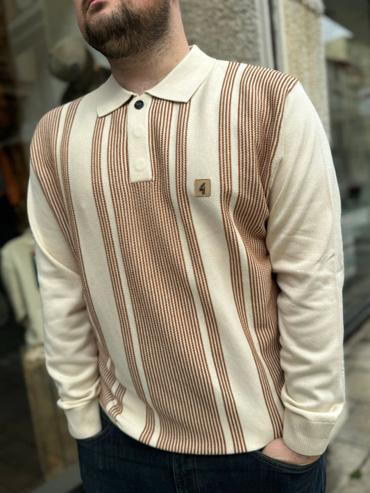 Gabicci Vintage Dante L/S Polo Cream