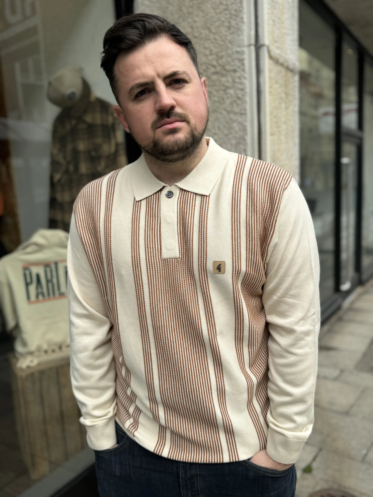 Gabicci Vintage Dante L/S Polo Cream