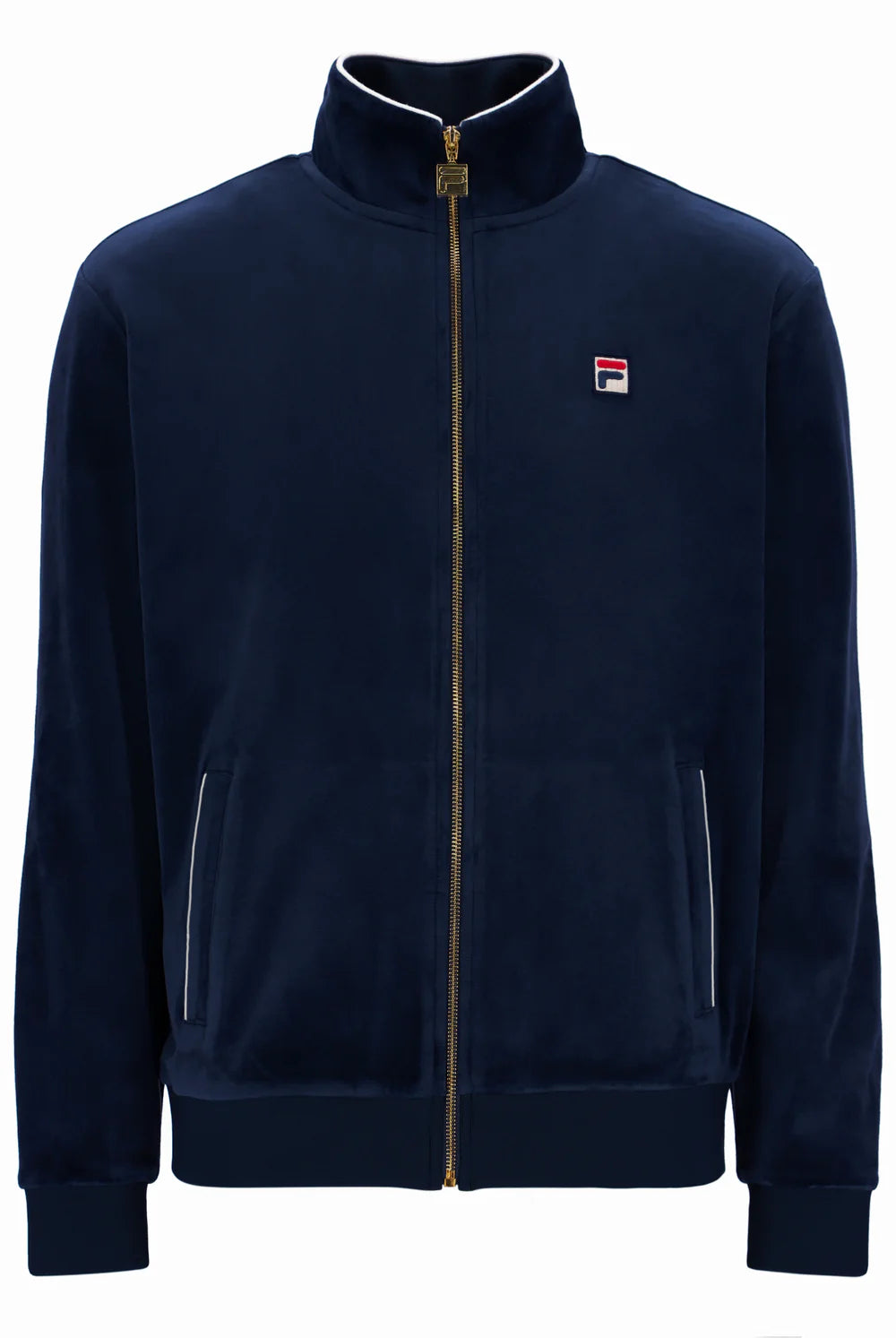 Fila Irving Velour Track Top in Navy/White