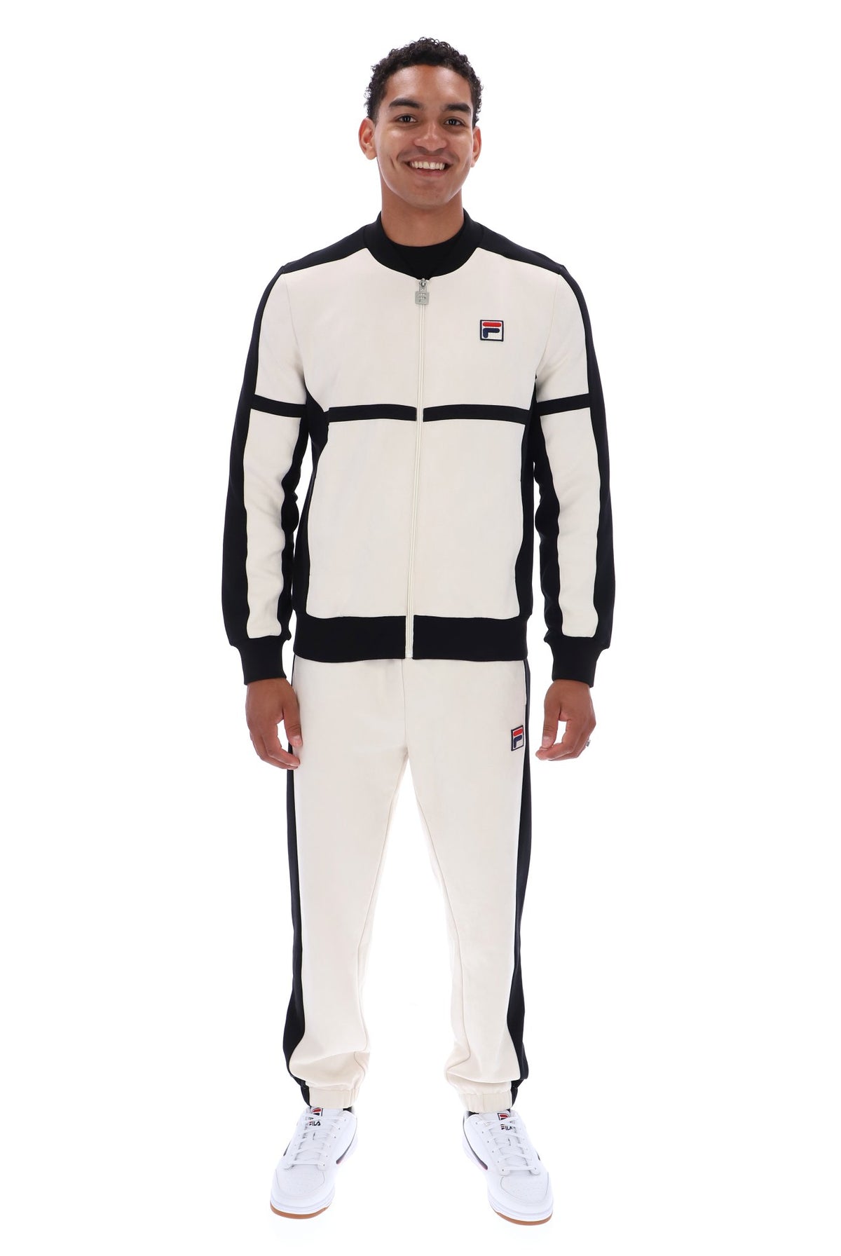 Fila Vintage Isaac Colour Blocked Baseball Jacket Gardenia/Black