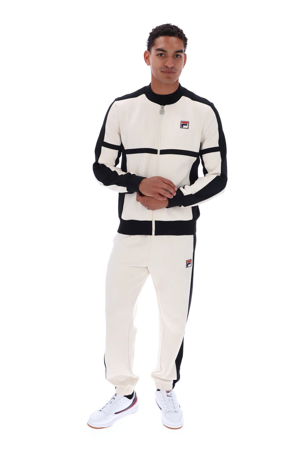 Fila Vintage Isaac Colour Blocked Baseball Jacket Gardenia/Black