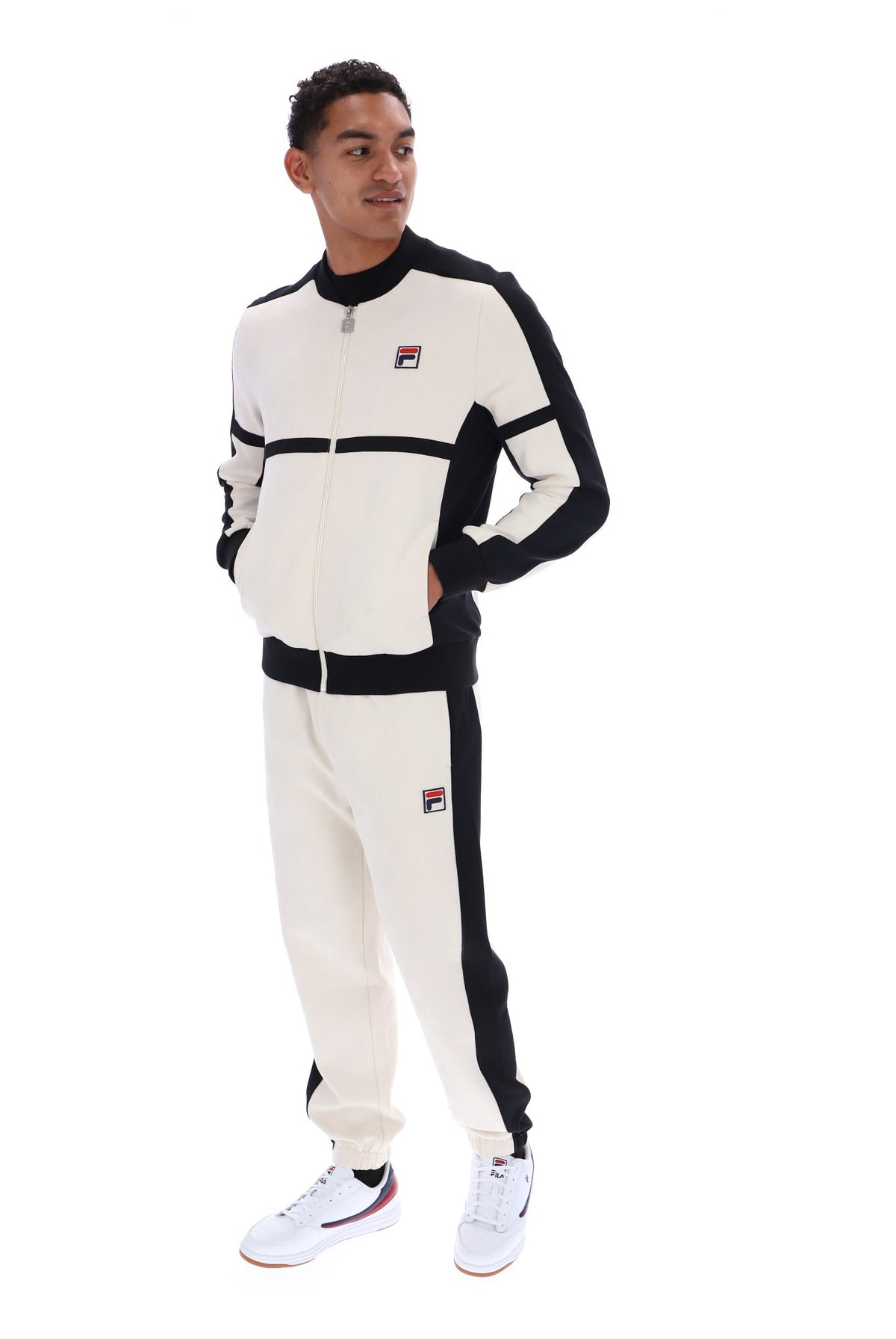 Fila Vintage Isaac Colour Blocked Baseball Jacket Gardenia/Black