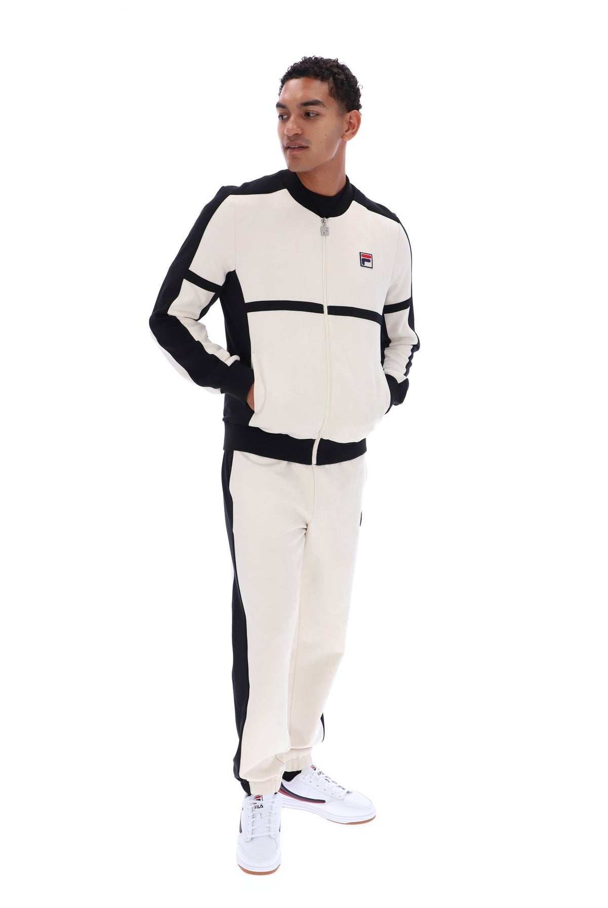 Fila Vintage Isaac Colour Blocked Baseball Jacket Gardenia/Black