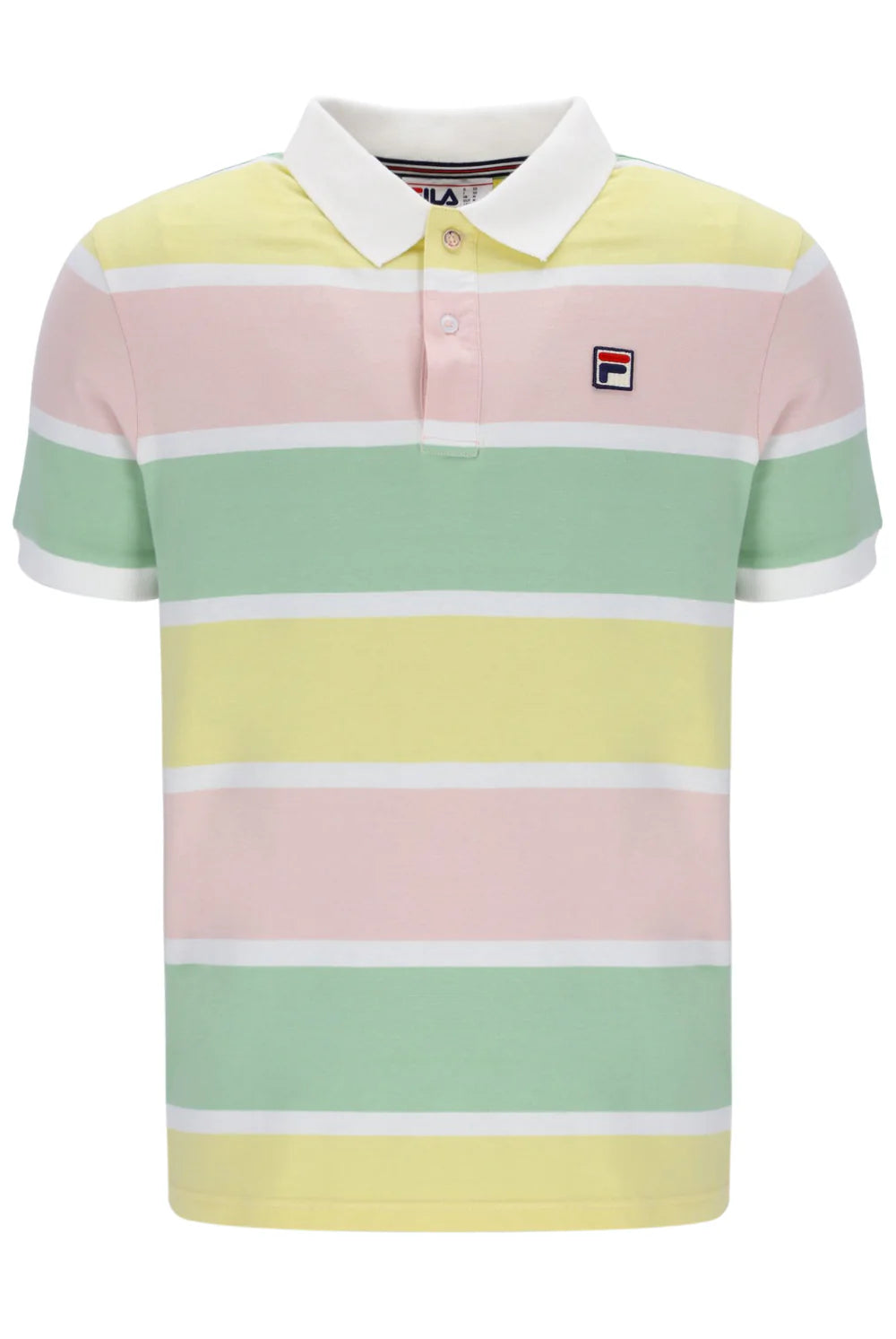 Fila Jas Striped Polo Shirt Pink Chalk/Hemlock/Lemonade/White