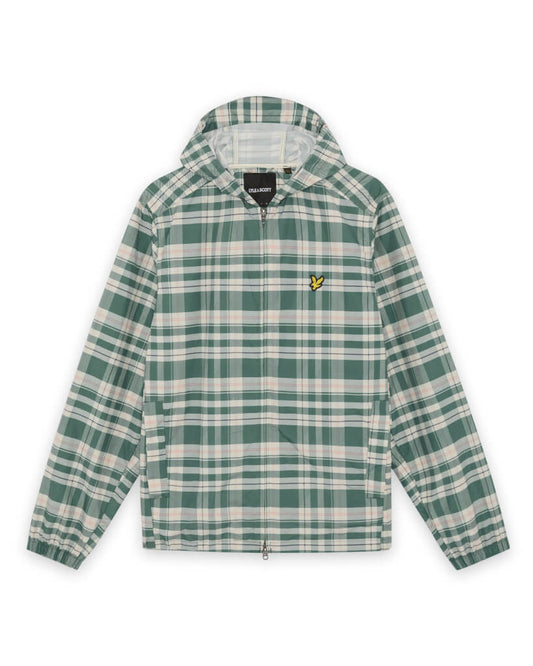 Lyle & Scott Tartan Hooded Zip Through Jacket Everglade