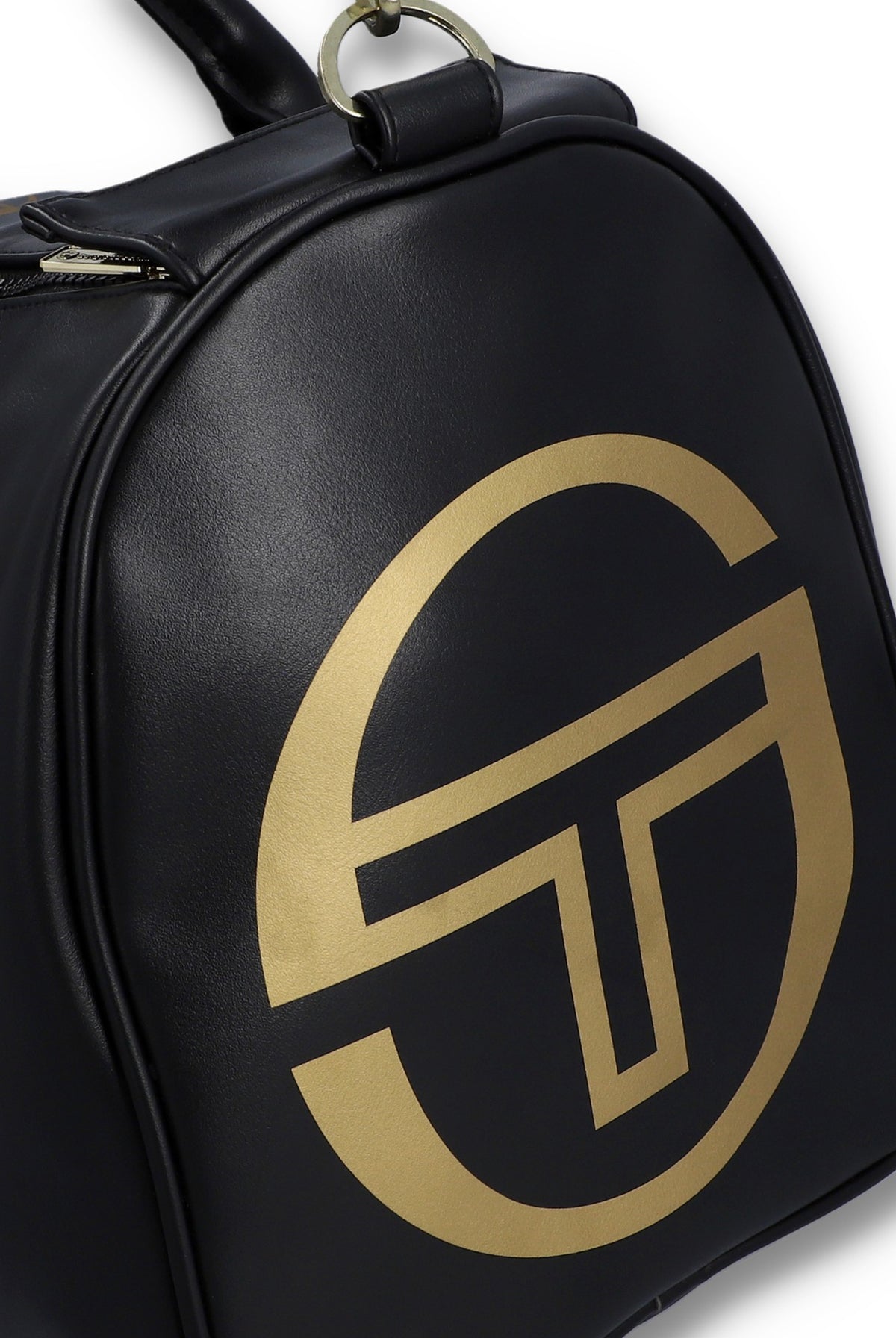 Black Sergio Tacchini Jorno bag with adjustable strap, featuring sleek design and logo branding, ideal for everyday use.