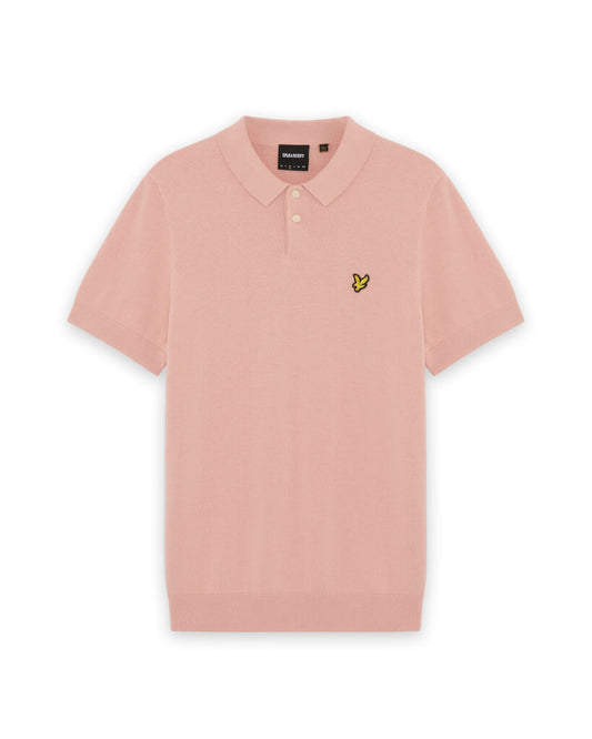 Lyle & Scott Cotton Short Sleeve Knitted Polo Pink Grapefruit - RD1 Clothing