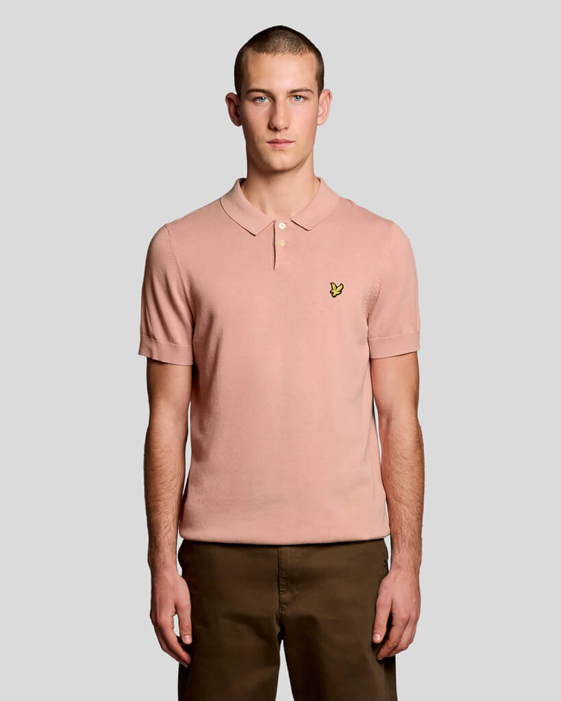 Lyle & Scott Cotton Short Sleeve Knitted Polo Pink Grapefruit - RD1 Clothing