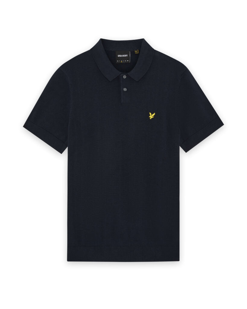 Lyle & Scott Cotton Short Sleeve Knitted Polo Navy