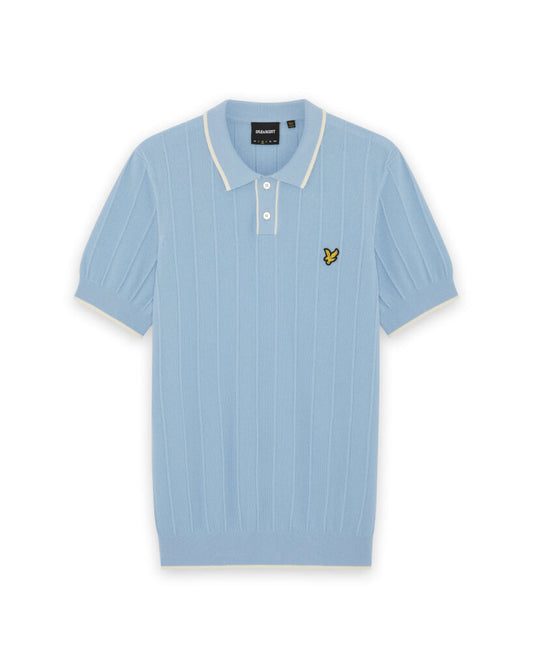 Lyle & Scott Tipped Pique Knitted Polo Chalk Blue - RD1 Clothing
