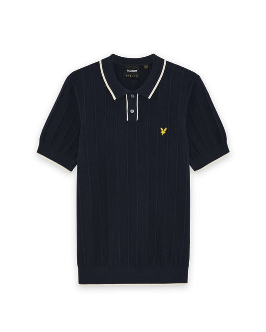 Lyle & Scott Tipped Pique Knitted Polo Navy - RD1 Clothing