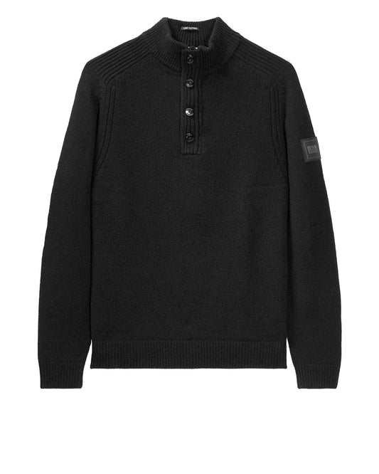 Weekend Offender Castillos Knitted Wool Quarter Neck Sweater Black