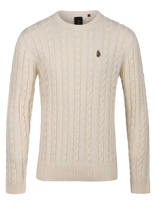 Luke Aspen Cable Knit Jumper Ecru - RD1 Clothing