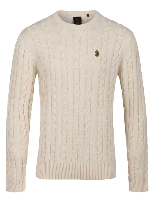 Luke Aspen Cable Knit Jumper Ecru