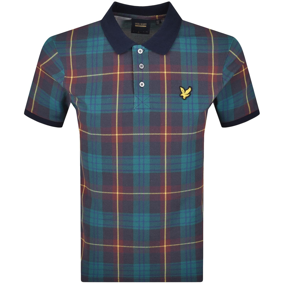 Lyle & Scott Archive All Over Tartan Polo Shirt Navy