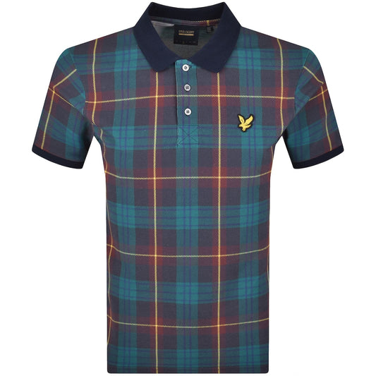 Lyle & Scott Archive All Over Tartan Polo Shirt Navy