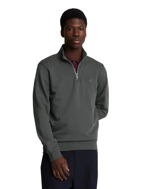 Lyle & Scott Tonal Eagle Quarter Zip Sweat In Gunmetal - RD1 Clothing