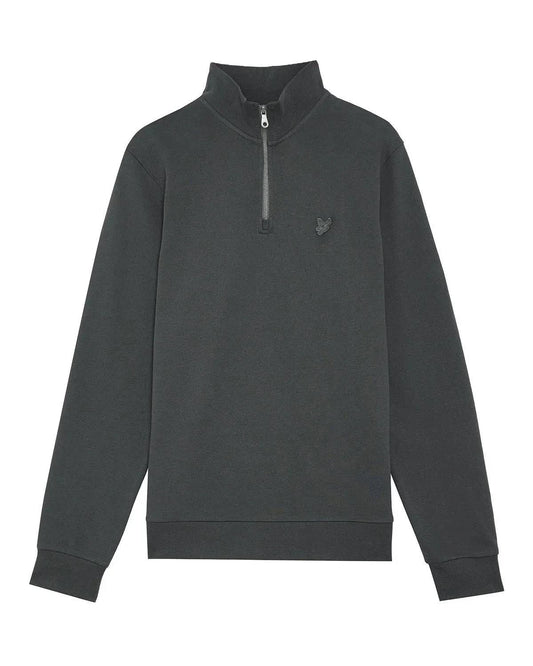 Lyle & Scott Tonal Eagle Quarter Zip Sweat In Gunmetal - RD1 Clothing