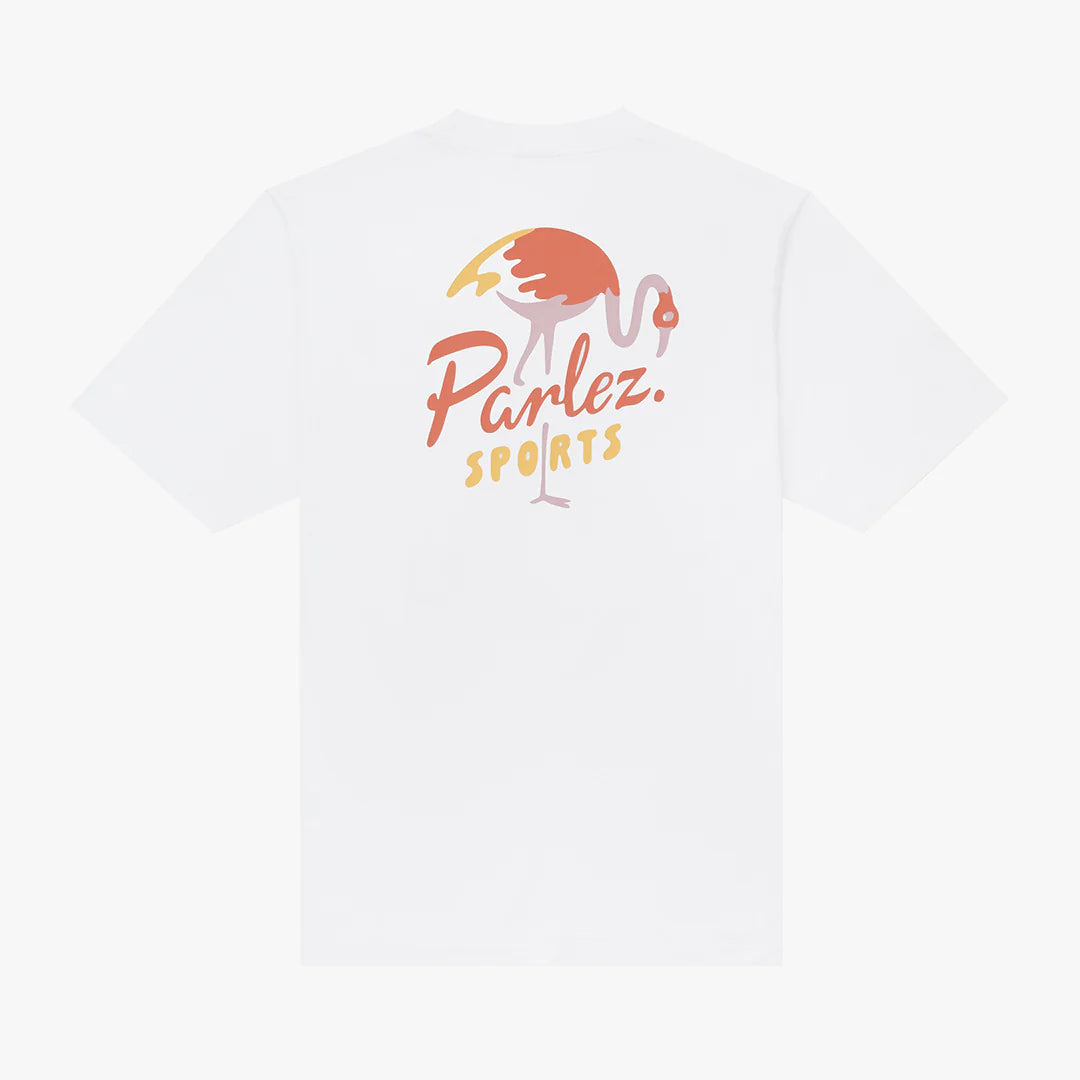 White Parlez Marion T-Shirt with a classic crew neckline and minimal logo detail, displayed on a neutral background.