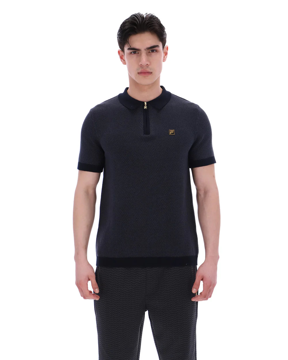 Fila Gold Marty Zip Polo Black