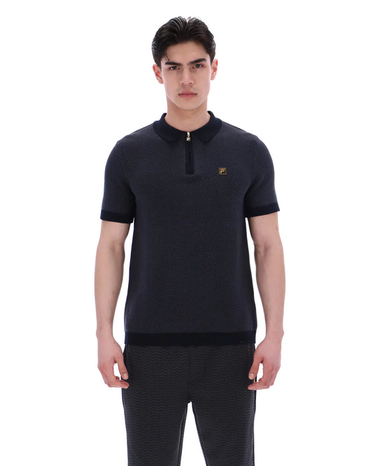Fila Gold Marty Zip Polo Black