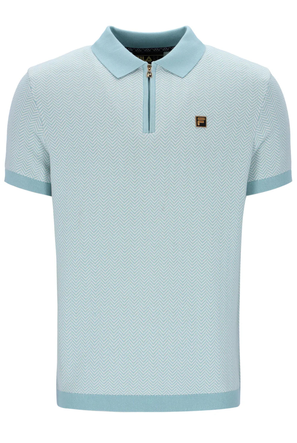 Fila Gold Marty Zip Polo Shirt in Sterling Blue, featuring a collared design and visible zipper detail.
