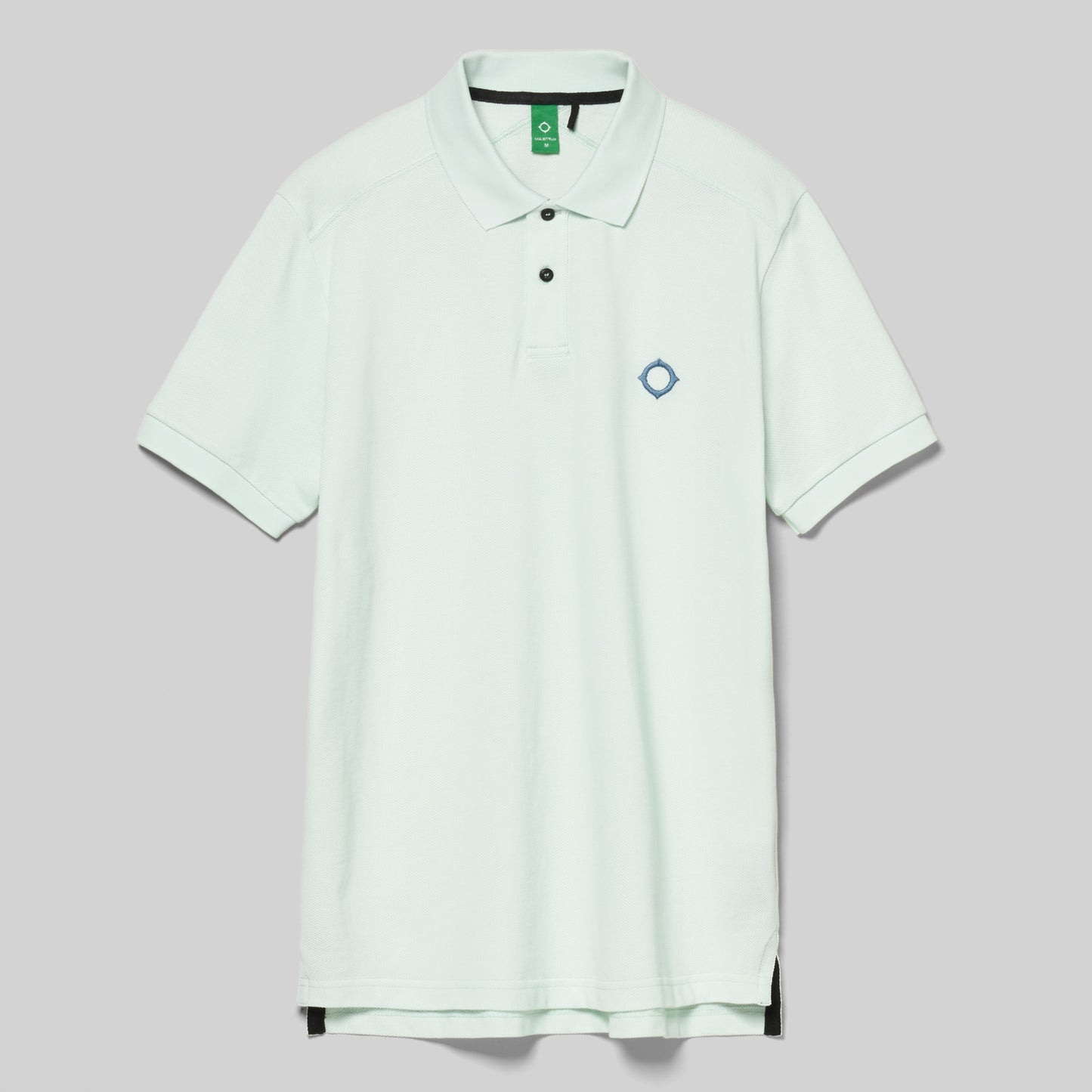 MA.Strum Pique Polo Shirt Frost in navy, featuring a classic collar and short sleeves, laid flat on a white background.