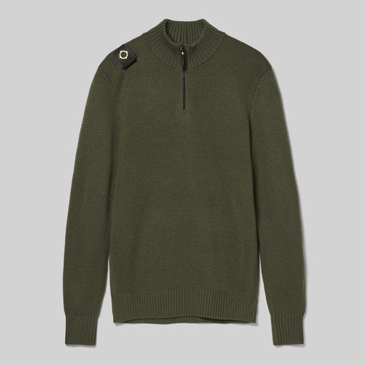 MA.STRUM Sarl Quarter Zip Sweater Bronze Green