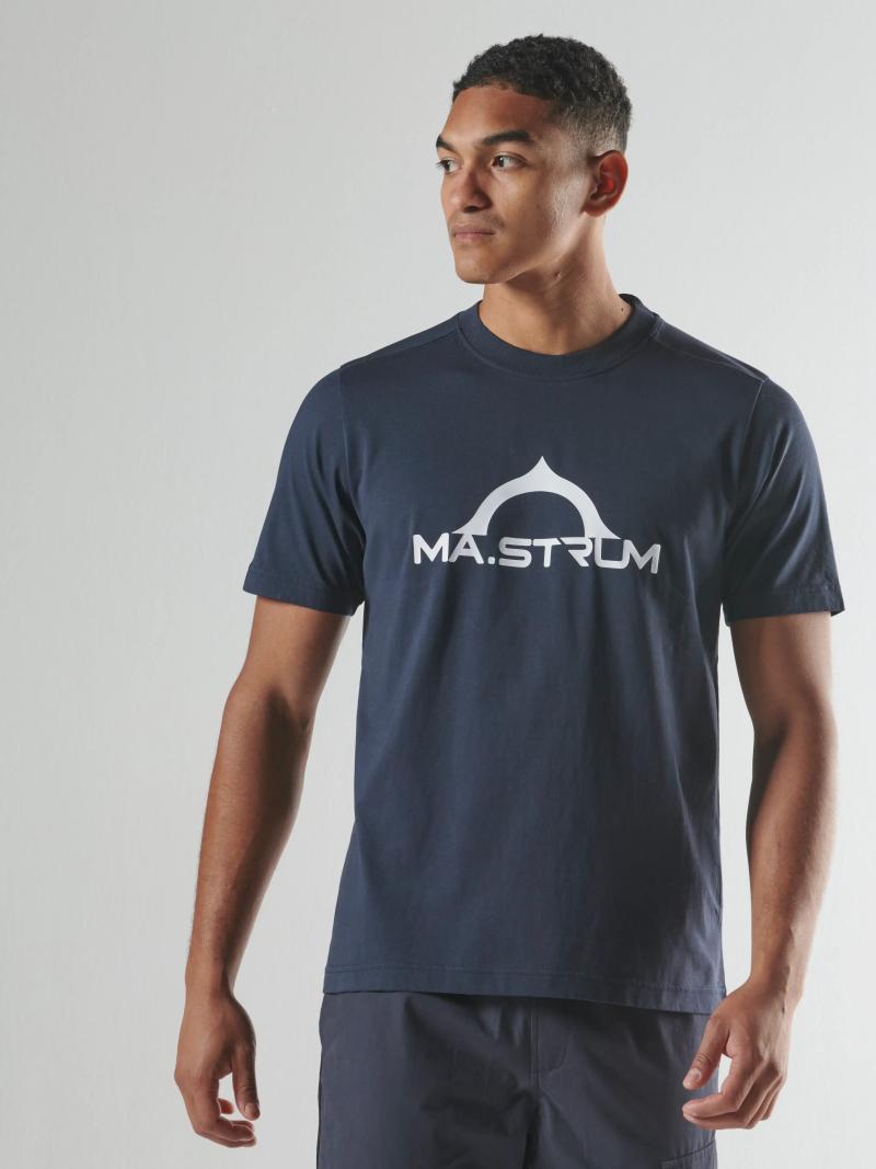 Navy MA.Strum Bora Half Compass Print T-Shirt featuring a modern design and comfortable fit, displayed on a plain background.