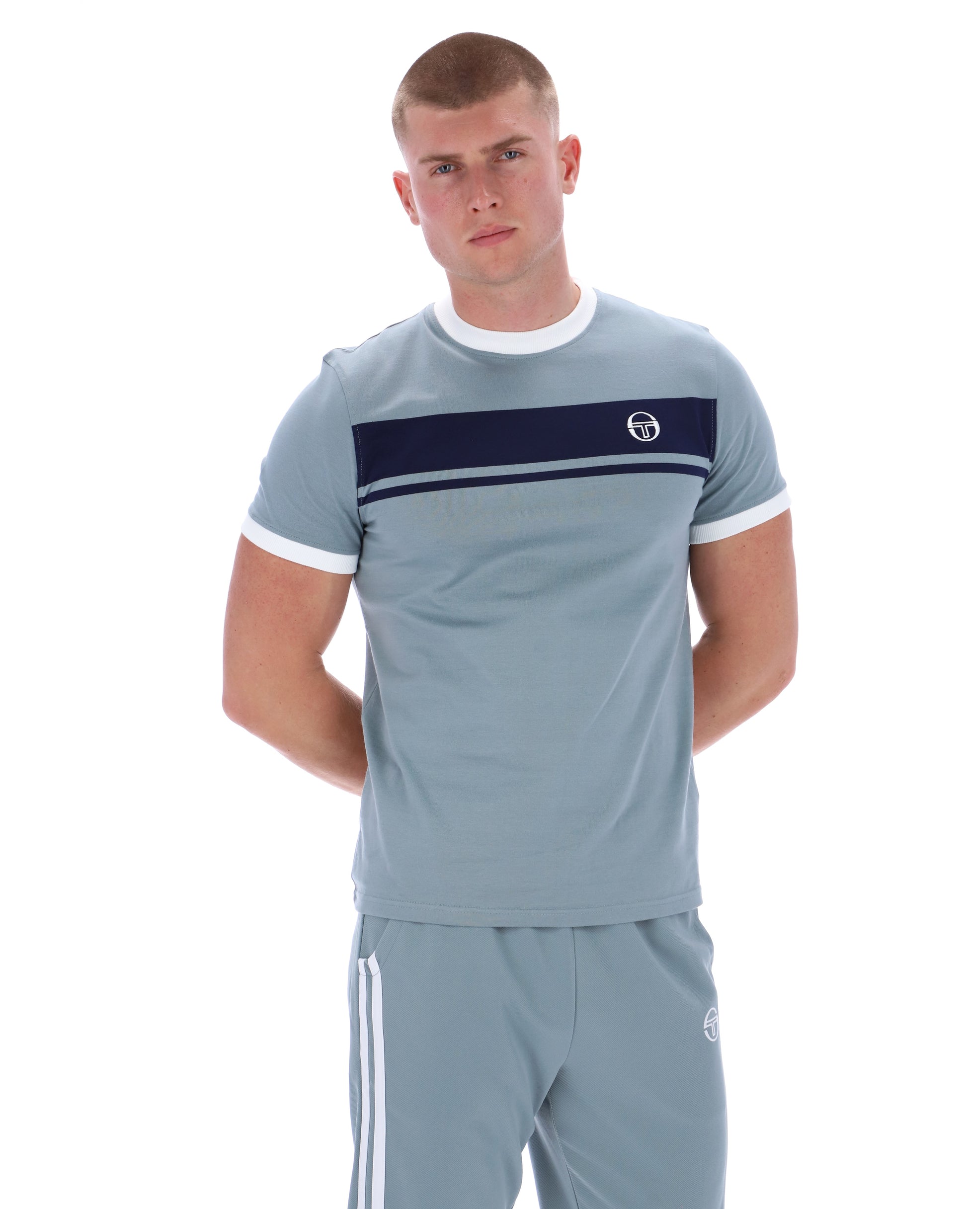 Sergio Tacchini Masters T-Shirt Lead/Navy/White - RD1 Clothing
