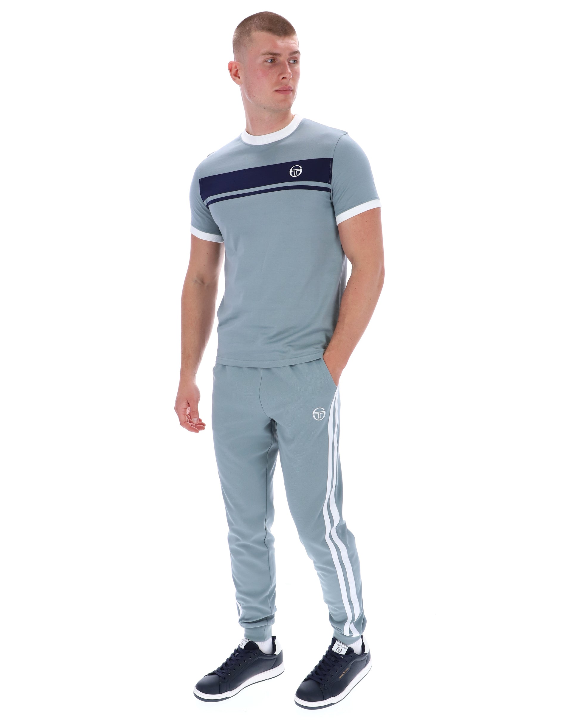 Sergio Tacchini Masters T-Shirt Lead/Navy/White - RD1 Clothing