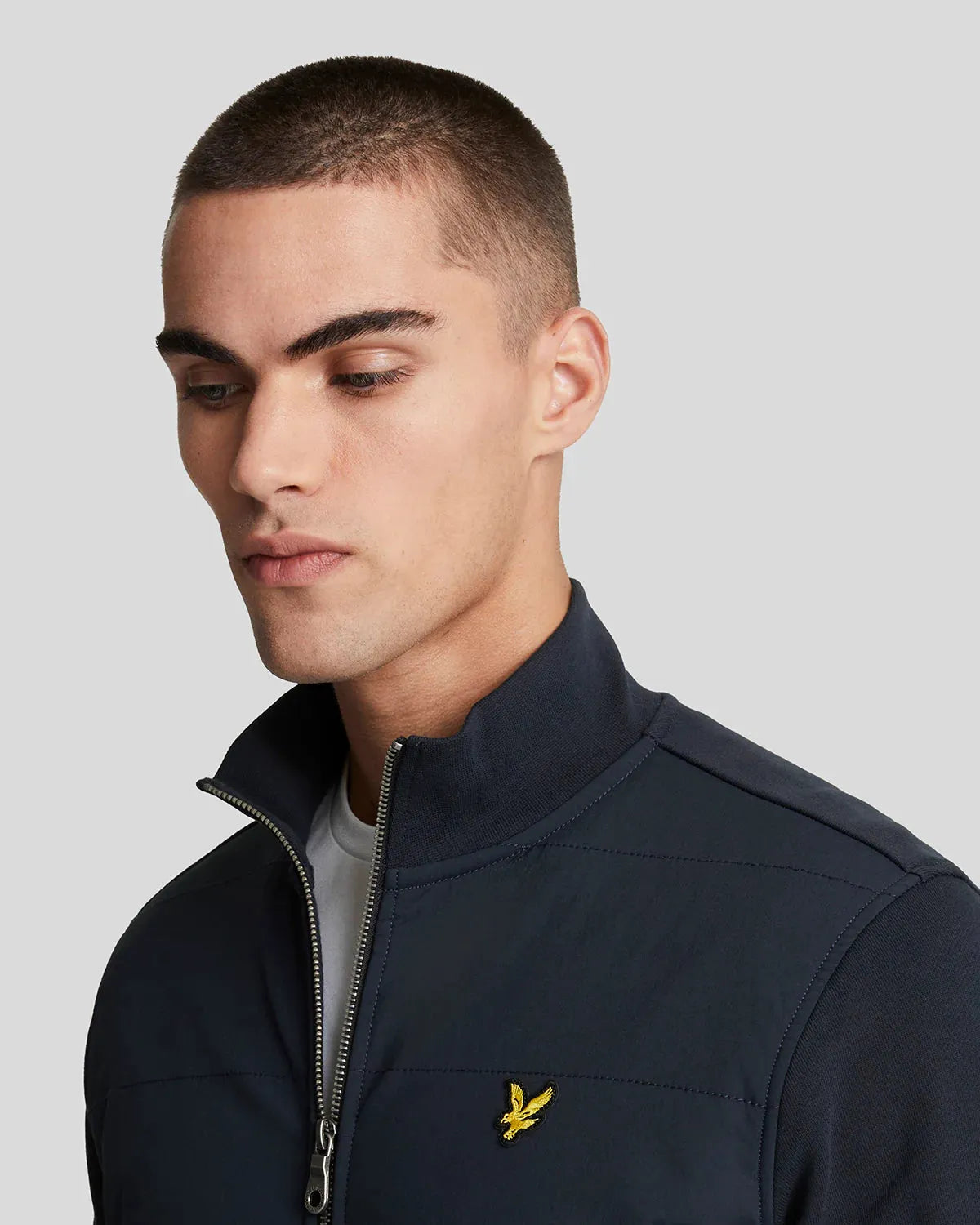 Lyle & Scott Hybrid Baffled Track Jacket In Dark Navy