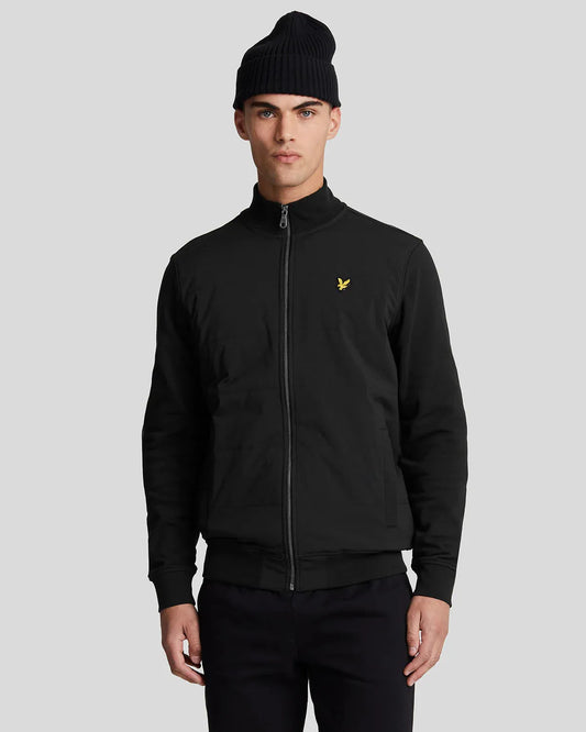 Lyle & Scott Hybrid Baffled Track Jacket In Jet Black