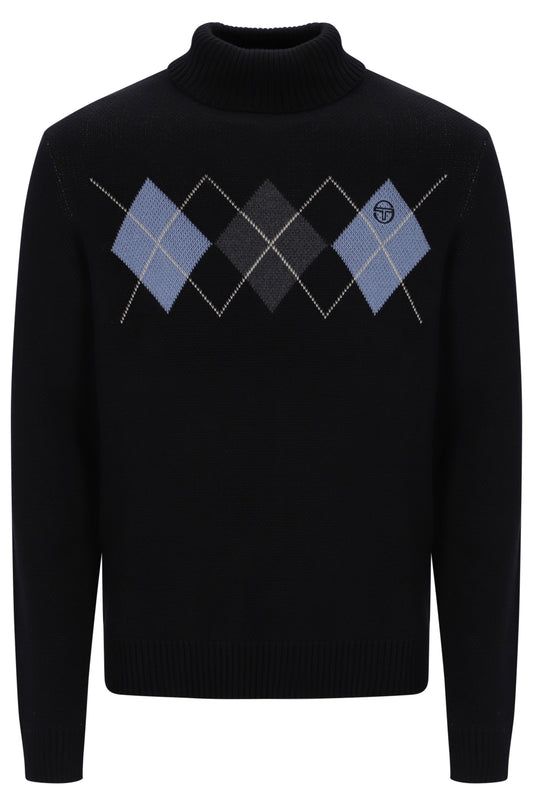 Sergio Tacchini Moretti Knitted Roll Neck Black/Charcoal Marl/Country Blue