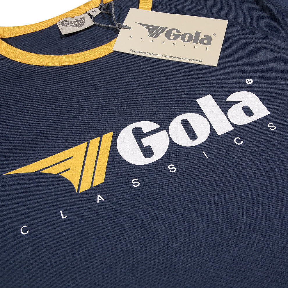 Gola Classics Printed Ringer Tee In Navy/ Gold