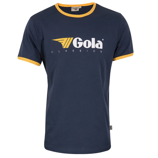 Gola Classics Printed Ringer Tee In Navy/ Gold