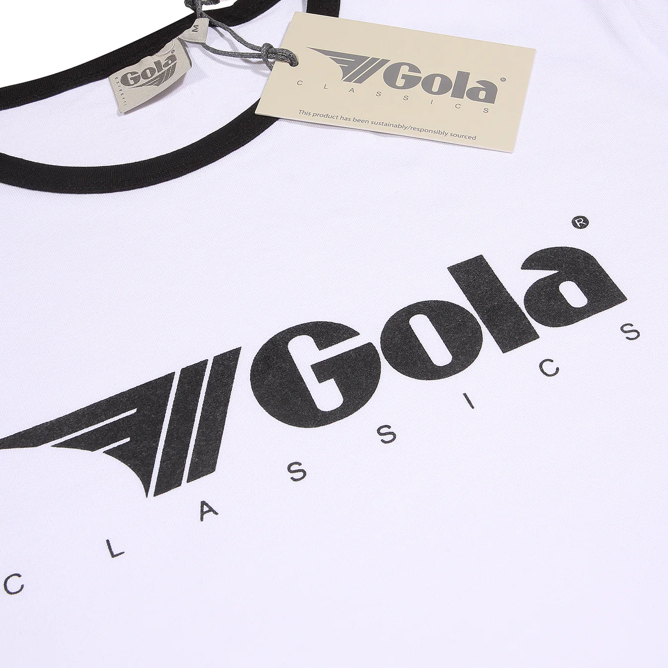 Gola Classics Printed Ringer Tee In White/ Black