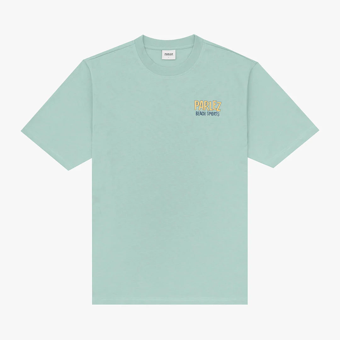 Parlez Myer T-Shirt in mineral color, casual men's T-shirt with logo print, made from soft fabric, front view.