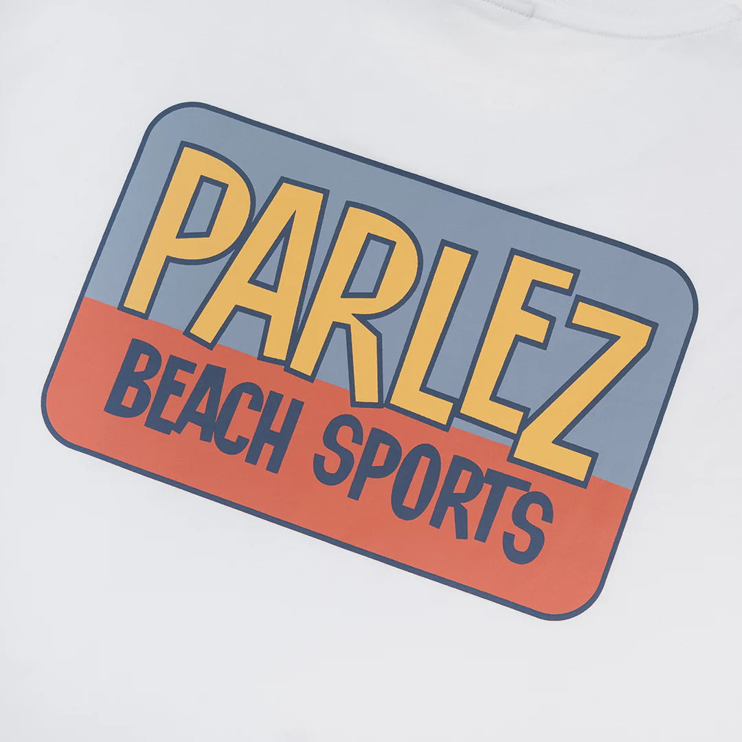 White Parlez Myer T-Shirt featuring a classic fit and minimal design, displayed on a neutral background.
