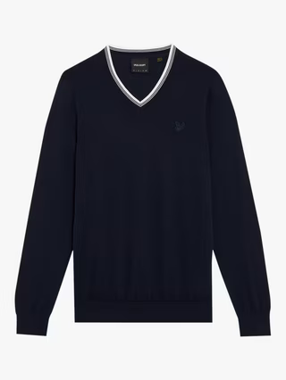 Lyle & Scott Tipped V Neck Jumper Navy