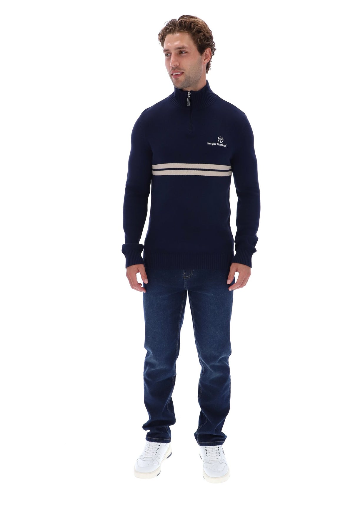 Sergio Tacchini New Dallas Quarter  Zip Maritime Blue/Peyote