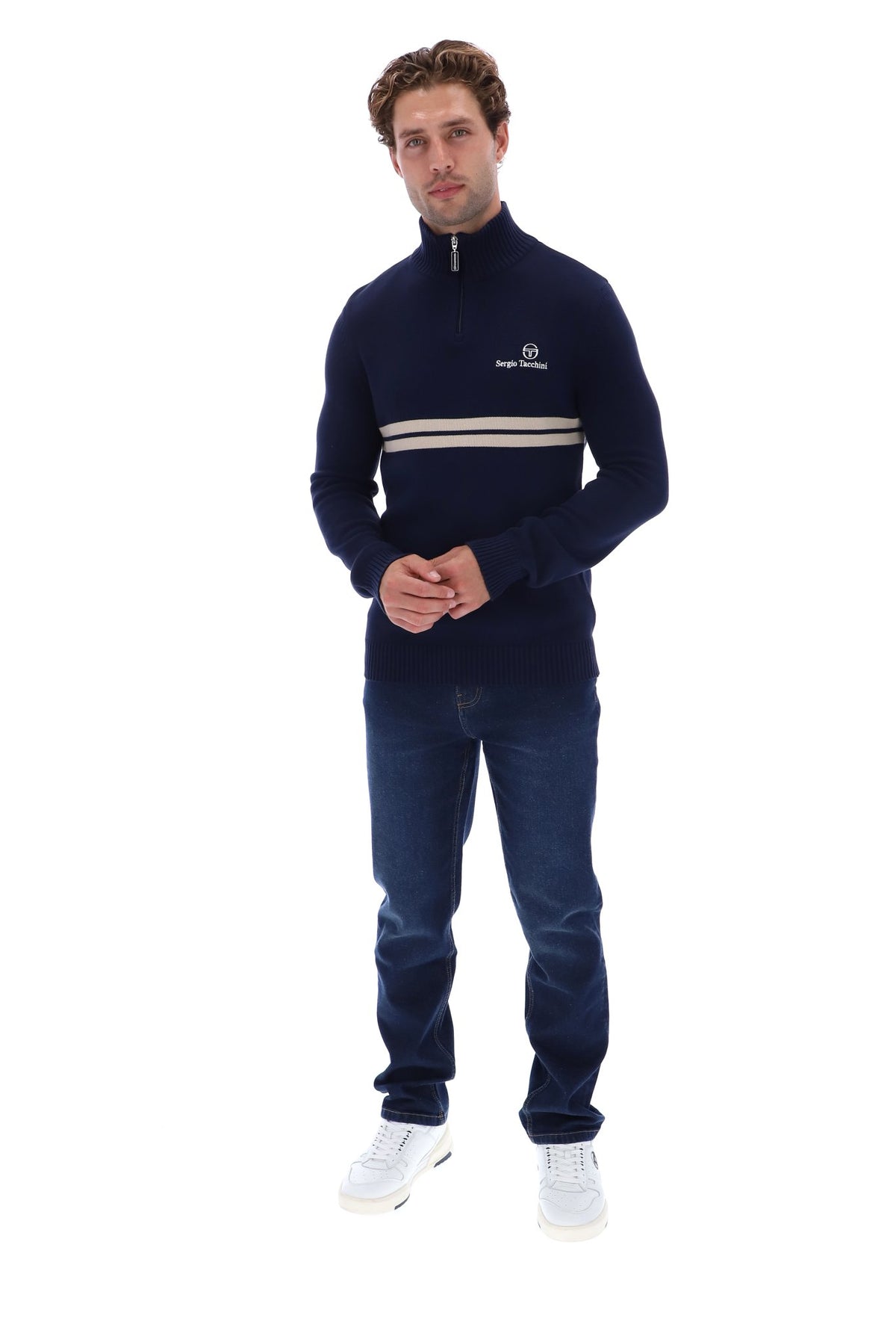 Sergio Tacchini New Dallas Quarter  Zip Maritime Blue/Peyote