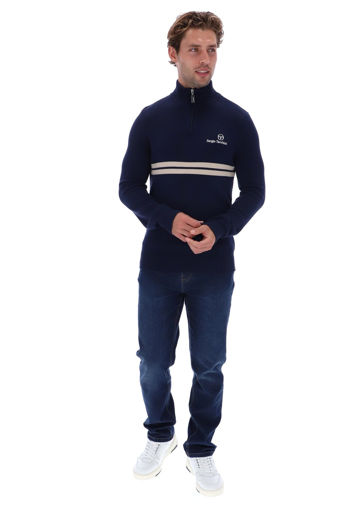 Sergio Tacchini New Dallas Quarter  Zip Maritime Blue/Peyote